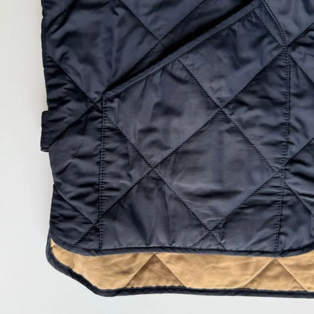J. Crew Quilted Vest Mens XL Navy Blue Full Zip Pockets Outdoors